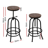 darrahopens Furniture > Bar Stools & Chairs Artiss Bar Stool Industrial Round Seat Wood Metal - Black and Brown