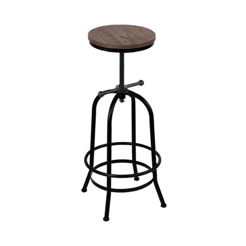 darrahopens Furniture > Bar Stools & Chairs Artiss Bar Stool Industrial Round Seat Wood Metal - Black and Brown