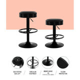 darrahopens Furniture > Bar Stools & Chairs Artiss Bar Stools Kitchen Stool Black Barstool