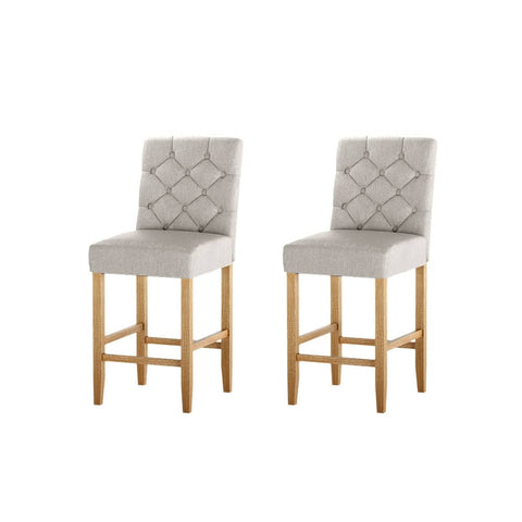 Darrahopens Furniture > Bar Stools & Chairs Artiss Bar Stools Kitchen Stool Wooden Barstools Linen Upholstered Chairs x2