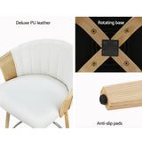 Darrahopens Furniture > Bar Stools & Chairs Artiss Bar Stools Kitchen Stool Wooden Chair Swivel Chairs Leather White x2