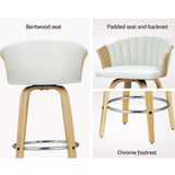 Darrahopens Furniture > Bar Stools & Chairs Artiss Bar Stools Kitchen Stool Wooden Chair Swivel Chairs Leather White x2