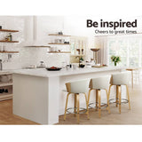 Darrahopens Furniture > Bar Stools & Chairs Artiss Bar Stools Kitchen Stool Wooden Chair Swivel Chairs Leather White x2