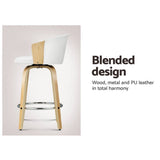 Darrahopens Furniture > Bar Stools & Chairs Artiss Bar Stools Kitchen Stool Wooden Chair Swivel Chairs Leather White x2