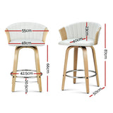Darrahopens Furniture > Bar Stools & Chairs Artiss Bar Stools Kitchen Stool Wooden Chair Swivel Chairs Leather White x2