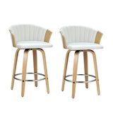 Darrahopens Furniture > Bar Stools & Chairs Artiss Bar Stools Kitchen Stool Wooden Chair Swivel Chairs Leather White x2