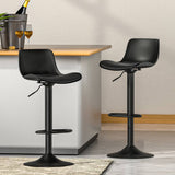 Darrahopens Furniture > Bar Stools & Chairs Artiss Bar Stools Kitchen Swivel Gas Lift Stool Leather Dining Chairs Black x2