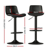 Darrahopens Furniture > Bar Stools & Chairs Artiss Bar Stools Kitchen Swivel Gas Lift Stool Leather Dining Chairs Black x2