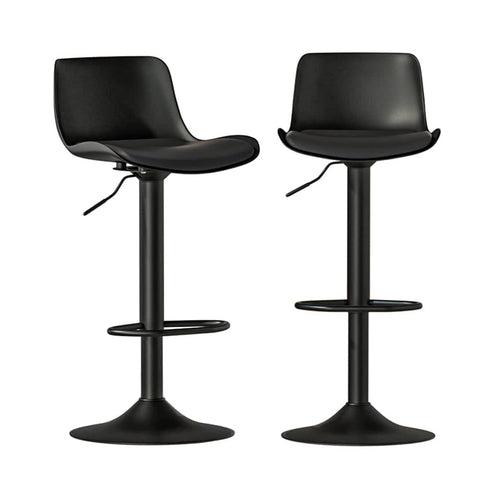 Darrahopens Furniture > Bar Stools & Chairs Artiss Bar Stools Kitchen Swivel Gas Lift Stool Leather Dining Chairs Black x2