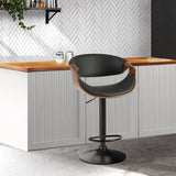 darrahopens Furniture > Bar Stools & Chairs Artiss Bar Stools Swivel Chair Kitchen Gas Lift Wooden Bar Stool Leather Black