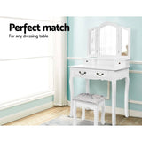 darrahopens Furniture > Bar Stools & Chairs Artiss Dressing Table Stool Bedroom White Make Up Chair Fabric Furniture