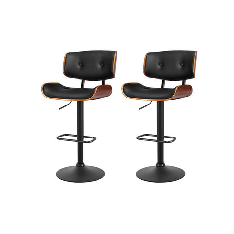 Darrahopens Furniture > Bar Stools & Chairs Artiss Kitchen Bar Stools Gas Lift Stool Chairs Swivel Barstool Leather Black x2