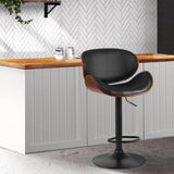 darrahopens Furniture > Bar Stools & Chairs Artiss Kitchen Bar Stools Swivel Gas Lift Wooden Stool Metal Black Barstools