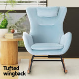 Darrahopens Furniture > Bar Stools & Chairs Artiss Rocking Chair Velvet Armchair Feeding Chair Blue