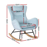 Darrahopens Furniture > Bar Stools & Chairs Artiss Rocking Chair Velvet Armchair Feeding Chair Blue