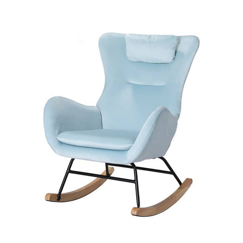 Darrahopens Furniture > Bar Stools & Chairs Artiss Rocking Chair Velvet Armchair Feeding Chair Blue