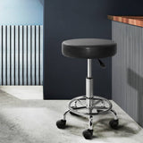 darrahopens Furniture > Bar Stools & Chairs Artiss Round Salon Stool Black PU Swivel Barber Hair Dress Chair Hydraulic Lift