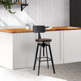 darrahopens Furniture > Bar Stools & Chairs Artiss Rustic Industrial Style Metal Bar Stool - Black and Wood