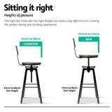 darrahopens Furniture > Bar Stools & Chairs Artiss Rustic Industrial Style Metal Bar Stool - Black and Wood