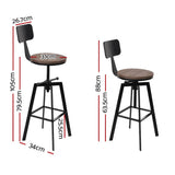 darrahopens Furniture > Bar Stools & Chairs Artiss Rustic Industrial Style Metal Bar Stool - Black and Wood