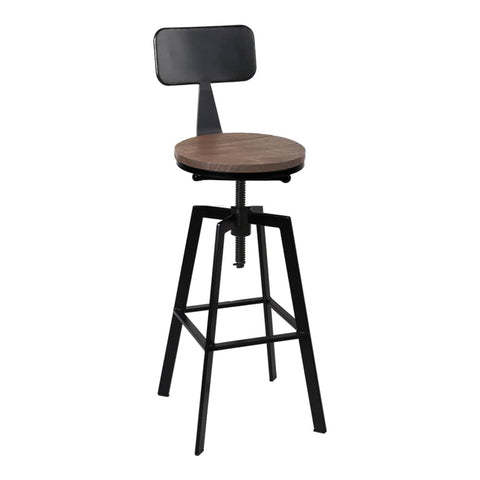darrahopens Furniture > Bar Stools & Chairs Artiss Rustic Industrial Style Metal Bar Stool - Black and Wood
