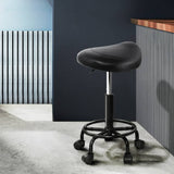 darrahopens Furniture > Bar Stools & Chairs Artiss Saddle Stool Salon Chair Black Swivel Beauty Barber Hairdressing Gas Lift