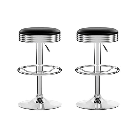 darrahopens Furniture > Bar Stools & Chairs Artiss Set of 2 Backless PU Leather Bar Stools - Black and Chrome