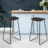 darrahopens Furniture > Bar Stools & Chairs Artiss Set of 2 Backless PU Leather Bar Stools - Black and Wood