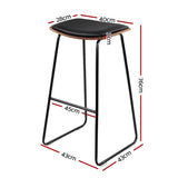 darrahopens Furniture > Bar Stools & Chairs Artiss Set of 2 Backless PU Leather Bar Stools - Black and Wood