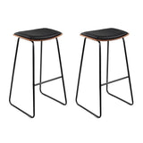 darrahopens Furniture > Bar Stools & Chairs Artiss Set of 2 Backless PU Leather Bar Stools - Black and Wood