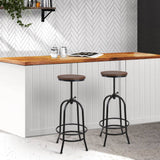 darrahopens Furniture > Bar Stools & Chairs Artiss Set of 2 Bar Stool Industrial Round Seat Wood Metal - Black and Brown