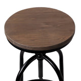 darrahopens Furniture > Bar Stools & Chairs Artiss Set of 2 Bar Stool Industrial Round Seat Wood Metal - Black and Brown