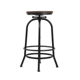 darrahopens Furniture > Bar Stools & Chairs Artiss Set of 2 Bar Stool Industrial Round Seat Wood Metal - Black and Brown