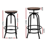 darrahopens Furniture > Bar Stools & Chairs Artiss Set of 2 Bar Stool Industrial Round Seat Wood Metal - Black and Brown