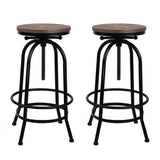 darrahopens Furniture > Bar Stools & Chairs Artiss Set of 2 Bar Stool Industrial Round Seat Wood Metal - Black and Brown