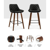 darrahopens Furniture > Bar Stools & Chairs Artiss Set of 2 Bar Stools Bentwood PU Leather Diamond Pleat - Black