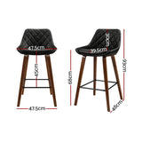 darrahopens Furniture > Bar Stools & Chairs Artiss Set of 2 Bar Stools Bentwood PU Leather Diamond Pleat - Black