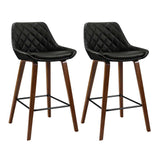 darrahopens Furniture > Bar Stools & Chairs Artiss Set of 2 Bar Stools Bentwood PU Leather Diamond Pleat - Black