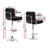 darrahopens Furniture > Bar Stools & Chairs Artiss Set of 2 Bar Stools Gas lift Swivel Armrests - Steel and Black