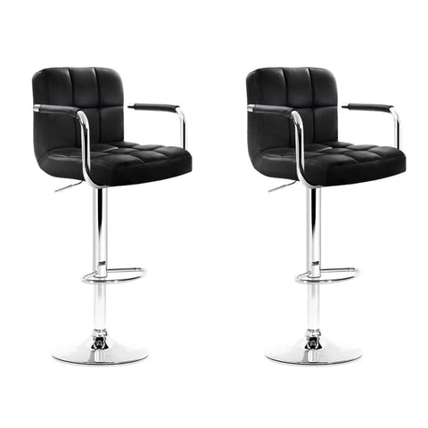 darrahopens Furniture > Bar Stools & Chairs Artiss Set of 2 Bar Stools Gas lift Swivel Armrests - Steel and Black