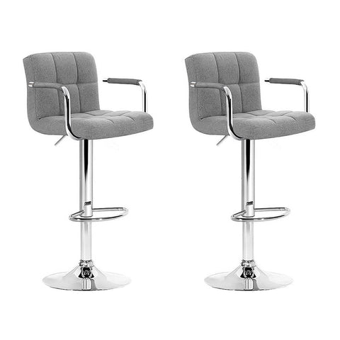 darrahopens Furniture > Bar Stools & Chairs Artiss Set of 2 Bar Stools Gas lift Swivel - Steel and Grey
