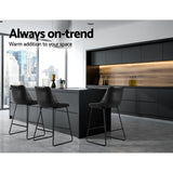 darrahopens Furniture > Bar Stools & Chairs Artiss Set of 2 Bar Stools Kitchen Metal Bar Stool Dining Chairs PU Leather Black