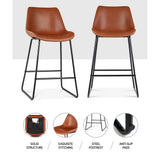 darrahopens Furniture > Bar Stools & Chairs Artiss Set of 2 Bar Stools Kitchen Metal Bar Stool Dining Chairs PU Leather Brown