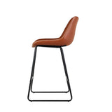 darrahopens Furniture > Bar Stools & Chairs Artiss Set of 2 Bar Stools Kitchen Metal Bar Stool Dining Chairs PU Leather Brown