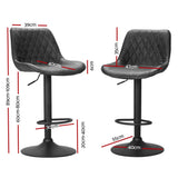 Darrahopens Furniture > Bar Stools & Chairs Artiss Set of 2 Bar Stools Kitchen Stool Chairs Metal Barstool Dining Chair Black Rushal