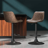 Darrahopens Furniture > Bar Stools & Chairs Artiss Set of 2 Bar Stools Kitchen Stool Chairs Metal Barstool Dining Chair Brown Rushal