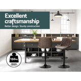 Darrahopens Furniture > Bar Stools & Chairs Artiss Set of 2 Bar Stools Kitchen Stool Chairs Metal Barstool Dining Chair Brown Rushal