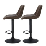 Darrahopens Furniture > Bar Stools & Chairs Artiss Set of 2 Bar Stools Kitchen Stool Chairs Metal Barstool Dining Chair Brown Rushal