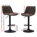 Darrahopens Furniture > Bar Stools & Chairs Artiss Set of 2 Bar Stools Kitchen Stool Chairs Metal Barstool Dining Chair Brown Rushal