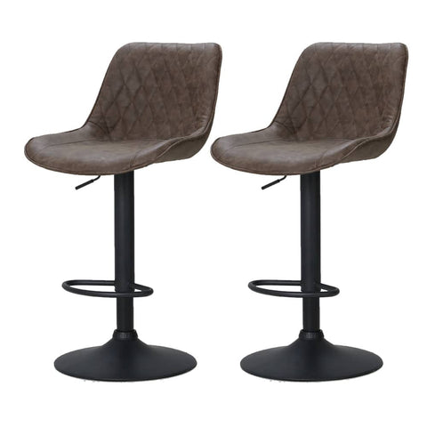 Darrahopens Furniture > Bar Stools & Chairs Artiss Set of 2 Bar Stools Kitchen Stool Chairs Metal Barstool Dining Chair Brown Rushal